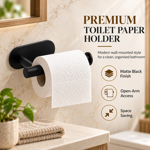 Black kitchen roll holder - black,